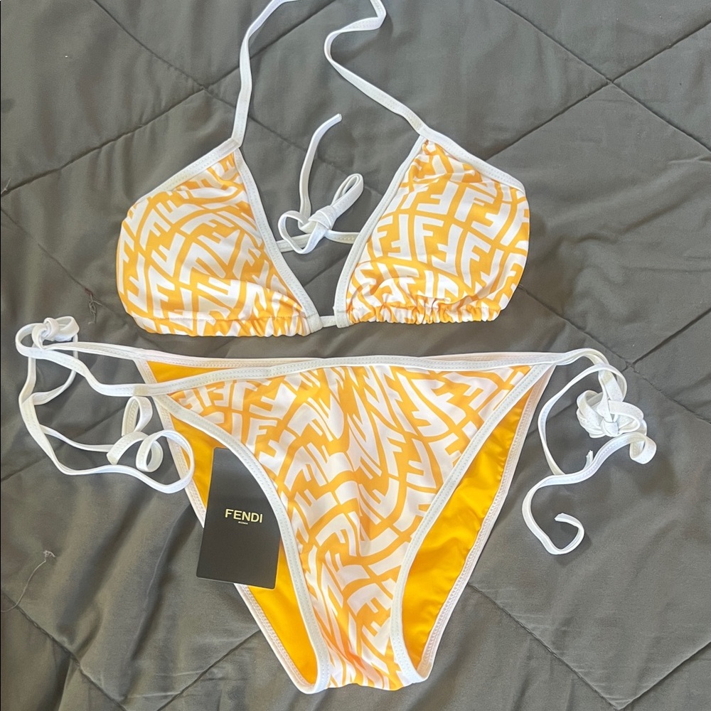 Fendi Yellow and White Bikini